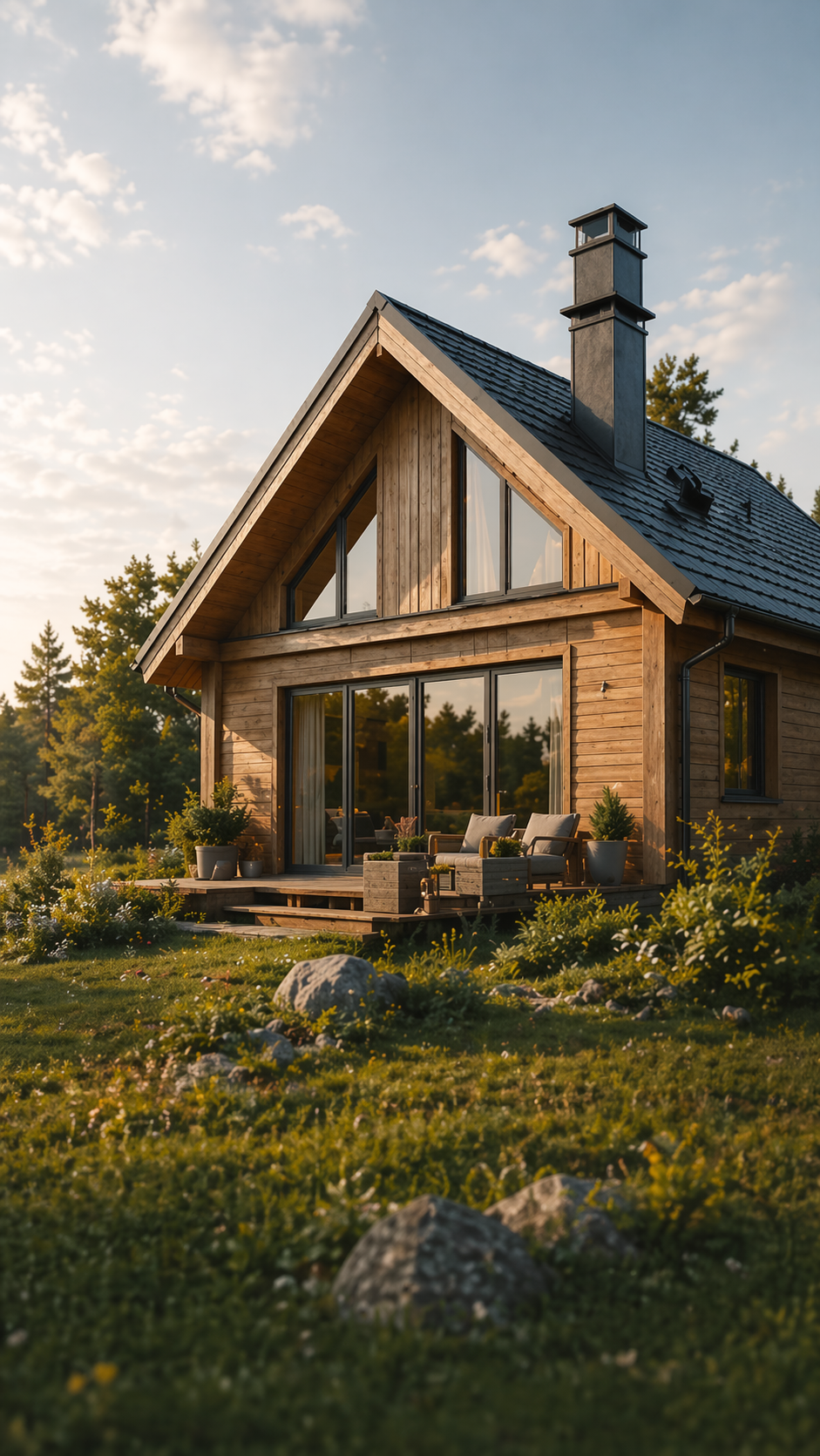 Wnętrze domu z drewna